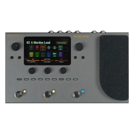 Processador Multi-Efeitos de Modelagem de Amplificador para Guitarra e Baixo SONICAKE Matribox II Brasil -  Pedal de Expressão, Loop de Efeitos, MIDI, Estéreo e USB - Multiefeitos