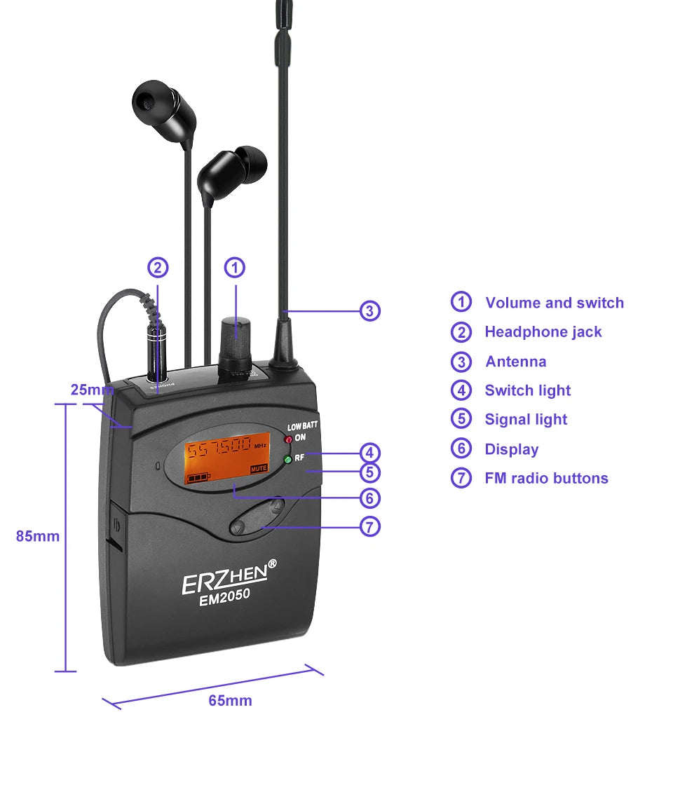 Receptor e Transmissor com Acessórios - EM2050 Sistema In-Ear Sem Fio para Monitoramento de Palco e Instrumentos Musicais – Acessórios cordas