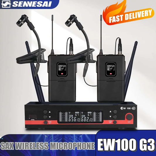 Microfone Sem Fio Profissional EW100-G3 para Instrumentos sopro - Saxofone, 600-699MHz UHF, Canal Duplo - Acessórios sopro