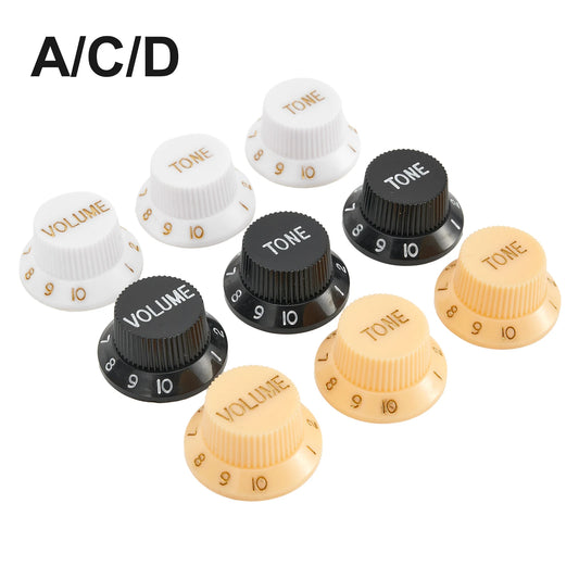 Kit com 3 acabamentos de knobs para Guitarra Strat - 1 de Volume e 2 de Tone para Guitarras ST SQ ou de Tipo Similar - Acessórios cordas