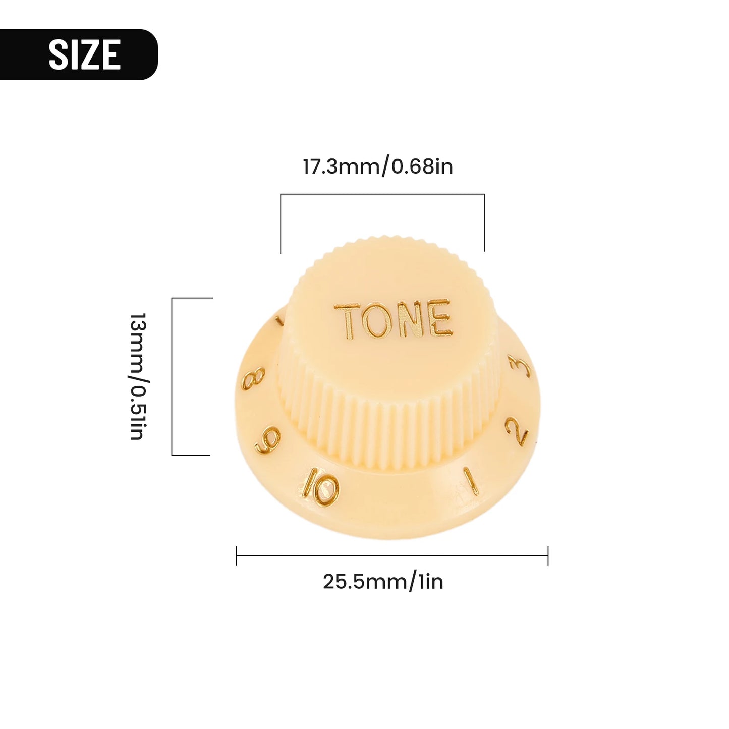Kit com 3 acabamentos de knobs para Guitarra Strat - 1 de Volume e 2 de Tone para Guitarras ST SQ ou de Tipo Similar - Acessórios cordas