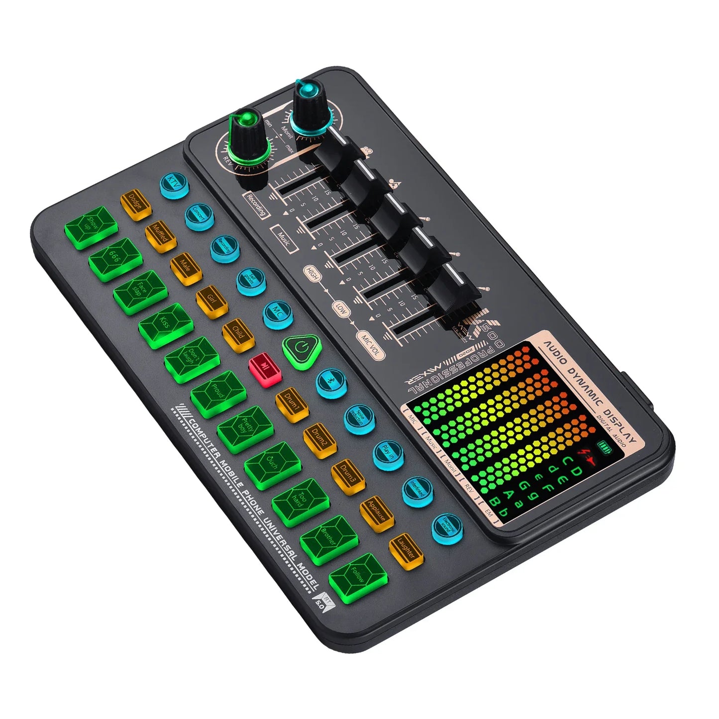Kit de Mixer de Áudio com Cartão de Som Portátil SK500 - Alterador de Voz, Suporte para Microfone para Transmissão ao Vivo e Streaming Online - Mixers