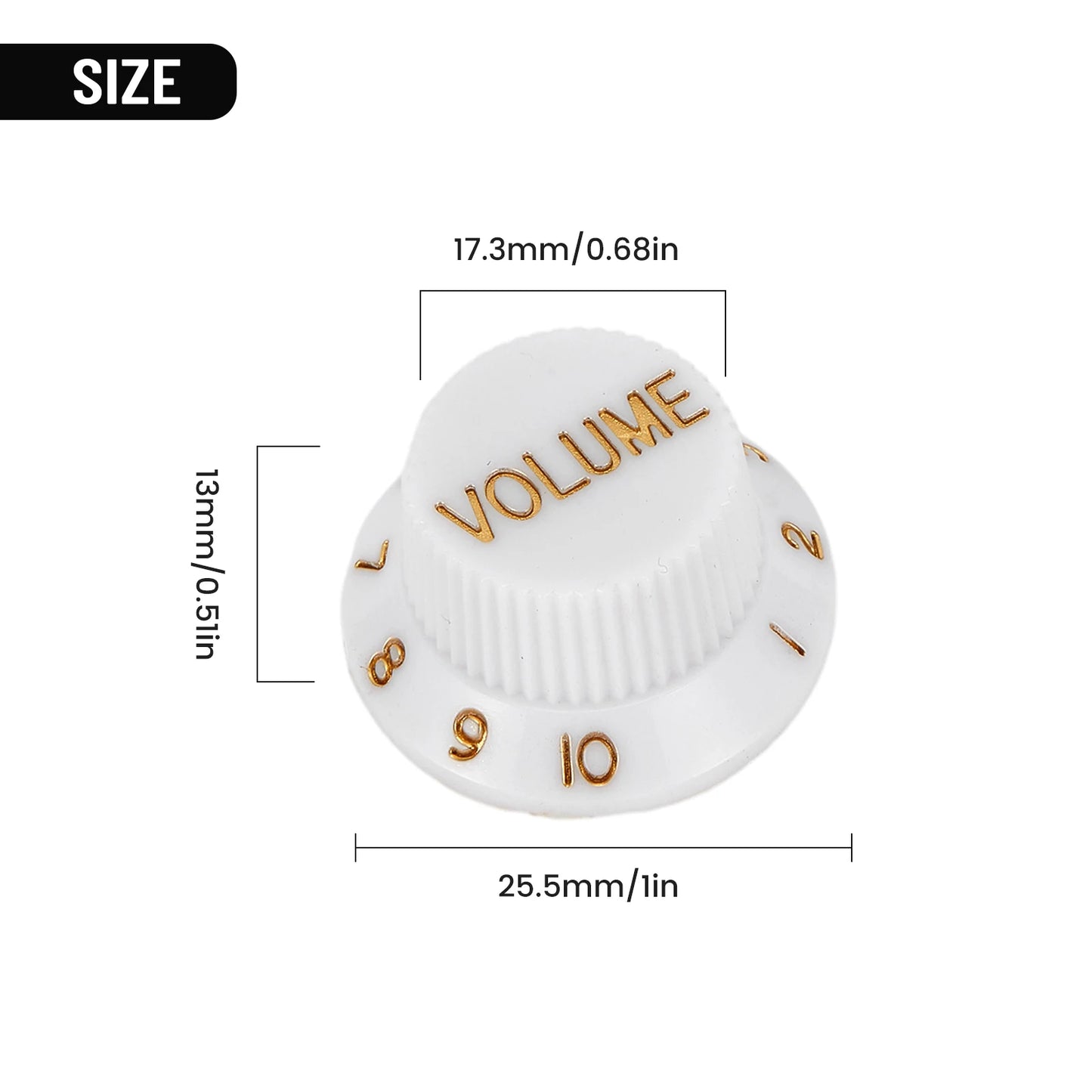 Kit com 3 acabamentos de knobs para Guitarra Strat - 1 de Volume e 2 de Tone para Guitarras ST SQ ou de Tipo Similar - Acessórios cordas