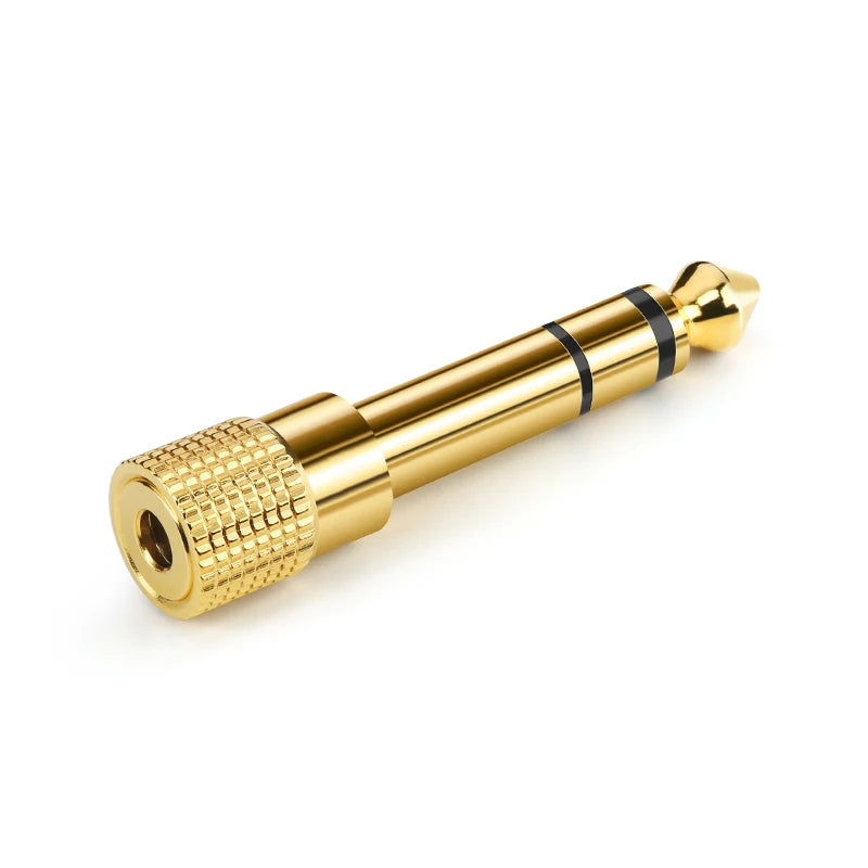 Adaptador de Áudio Estéreo 6.35mm Macho para 3.5mm Fêmea - Cabo para Fones de Ouvido, Amplificador, Microfone e Alto-falantes e Guitarra - Acessórios auxiliares