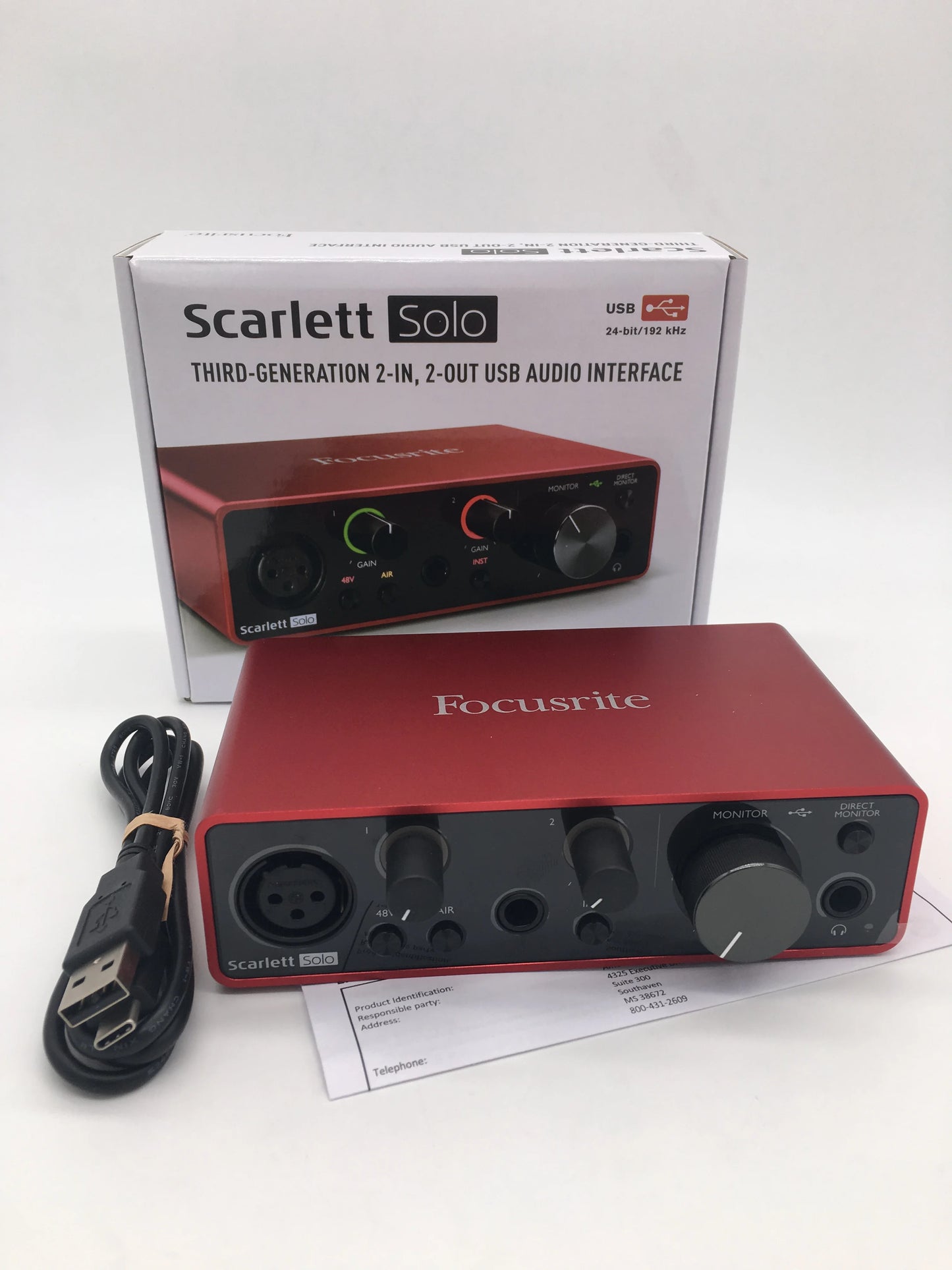 Focusrite Scarlett Solo 3ª Geração - Amplificador de Fone de Ouvido e Placa de Som 24-bit/192kHz com Conversores AD - Áudio e Gravação