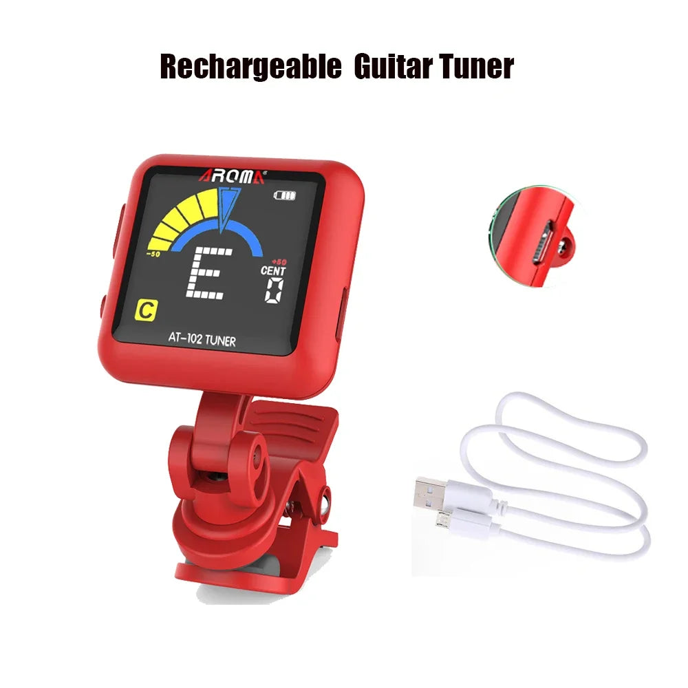 Afinador Eletrônico Clip-On Cromático com Rotação de 360 Graus e 5 Modos de Afinação - Afinador Acouway para Guitarra, Ukulele, Violino e Baixo - Acessórios cordas