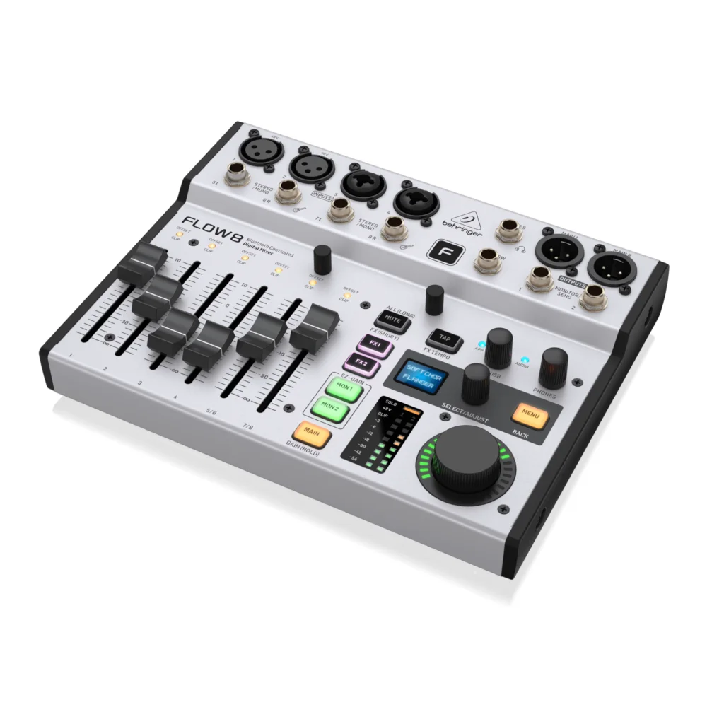 Mixer Digital 8 canais BEHRINGER Flow 8 - 8 Entradas, 2 Processadores de Efeitos e Interface USB/Áudio para Controle Remoto via Bluetooth - Mixers