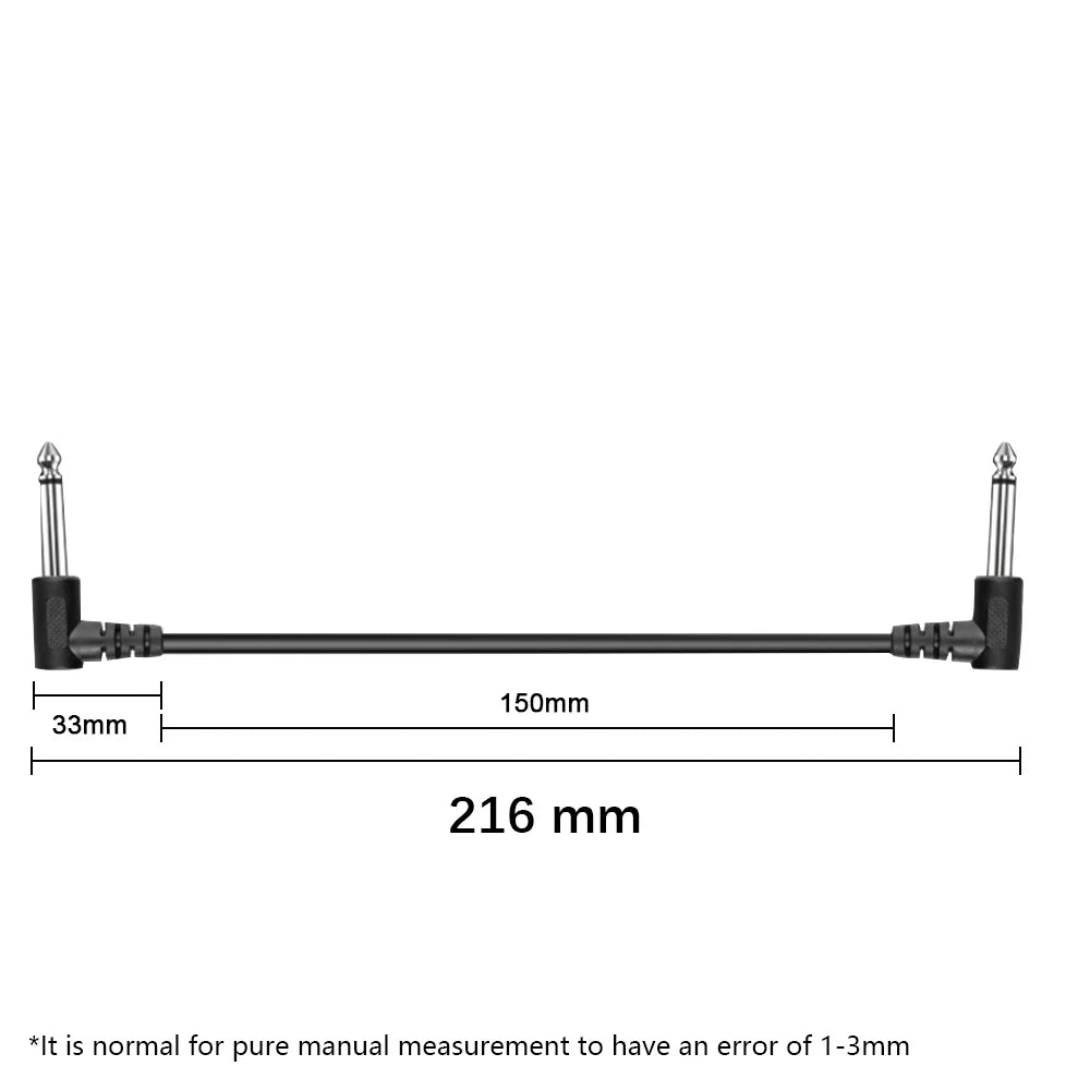Cabo de Efeito para Guitarra Elétrica 1/4" com Ângulo reto - Pacote com 3 ou 6 Cabos Blindados de Áudio de Baixo Ruído - Acessórios auxiliares