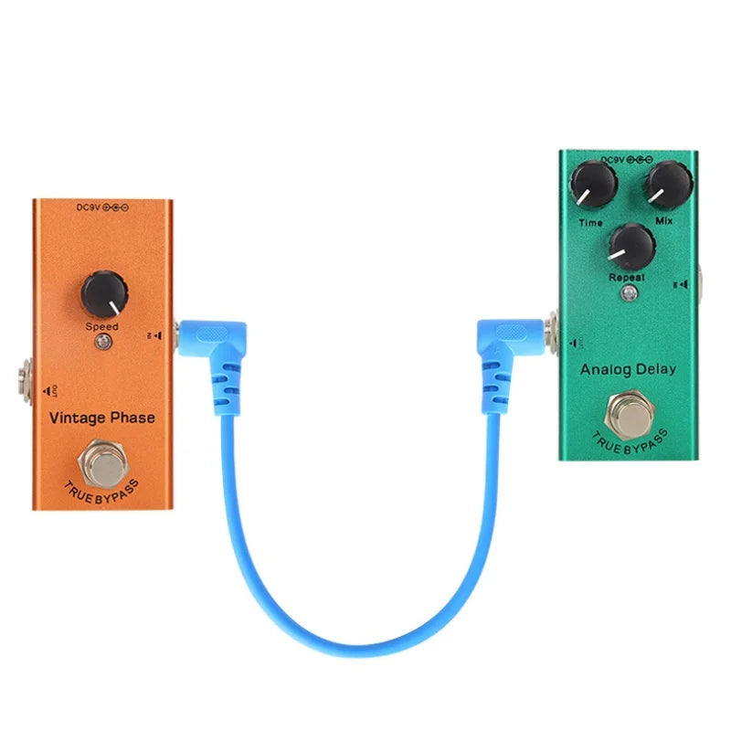 Cabo de Pedal para Guitarra Elétrica 1/4" com Ângulo Reto - 6pcs Cabo Blindado de Áudio de Baixo Ruído para Pedal de Efeito - Acessórios auxiliares
