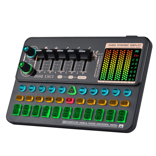 Kit de Mixer de Áudio com Cartão de Som Portátil SK500 - Alterador de Voz, Suporte para Microfone para Transmissão ao Vivo e Streaming Online - Mixers