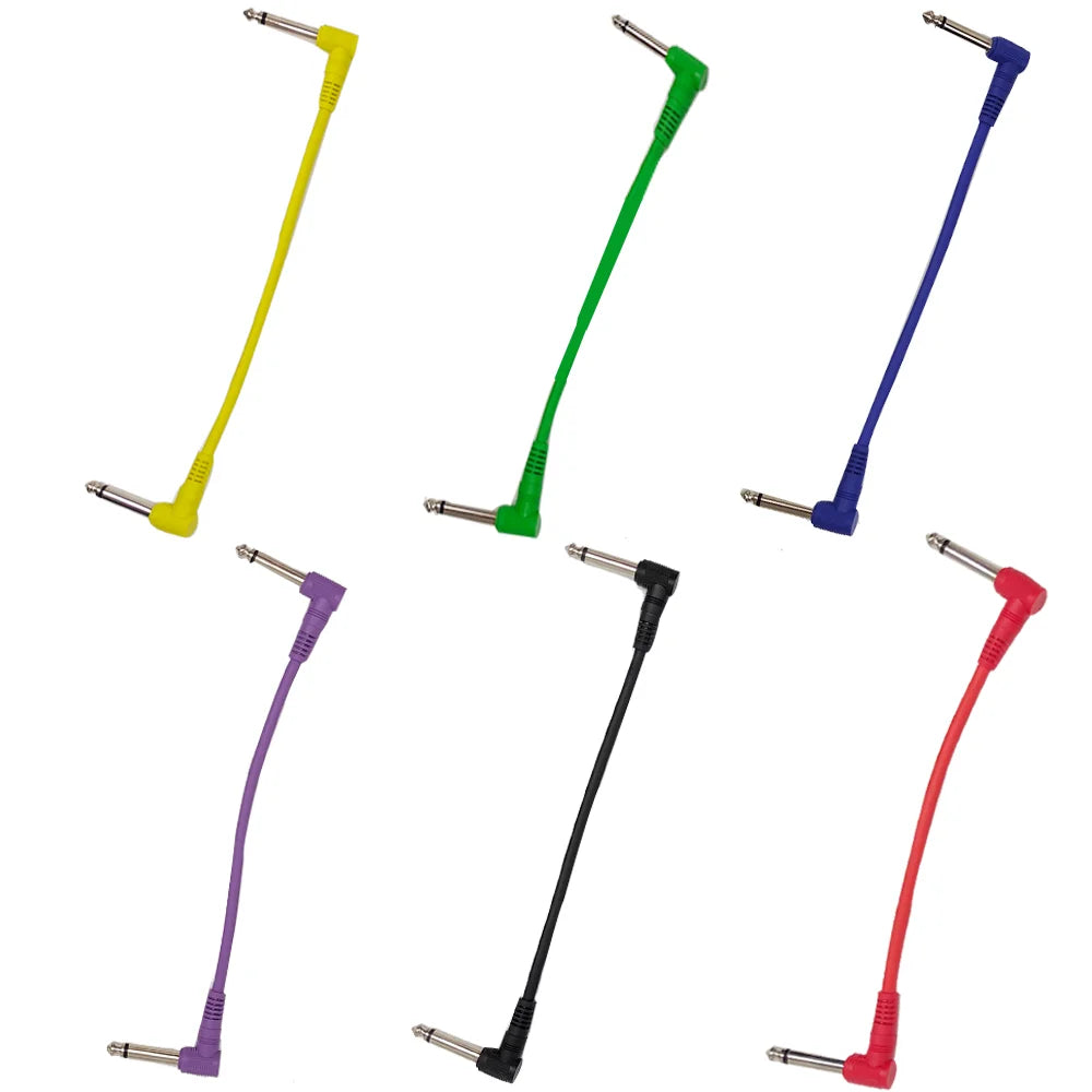 Cabo de Efeito para Guitarra Elétrica 1/4" com Ângulo reto - Pacote com 3 ou 6 Cabos Blindados de Áudio de Baixo Ruído - Acessórios auxiliares