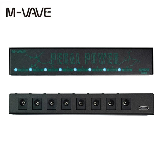 Fonte de Alimentação para Pedal de Efeito de Guitarra M-Vave - 8 Saídas DC Isoladas / Saída USB 5V para Proteção 9V - Acessórios equipamentos