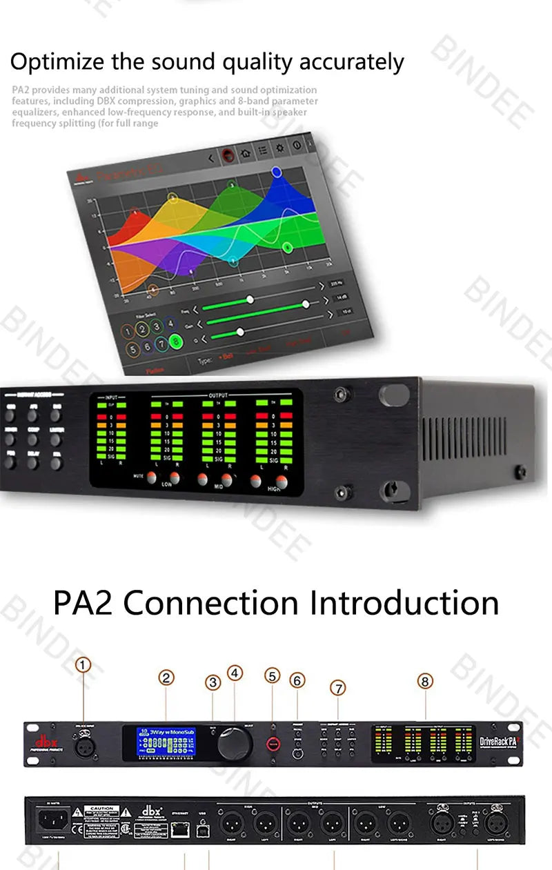 Processador de Áudio PA2 - 2 Entradas e 6 Saídas, Software Original, Driver Profissional para Rack e Processador de Caixa de Som - Periféricos