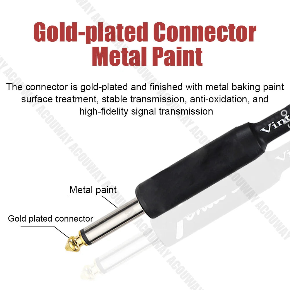 Cabo de Efeito para Guitarra Elétrica 1/4" com Ângulo reto - Pacote com 3 ou 6 Cabos Blindados de Áudio de Baixo Ruído - Acessórios auxiliares