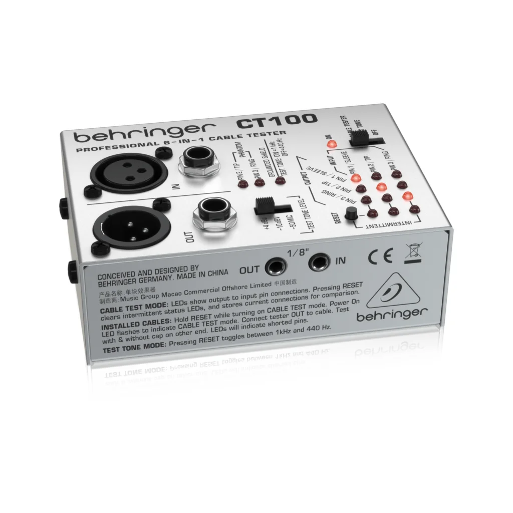 Testador de Cabos 6 em 1 Behringer CT100 - Portátil com Clipe para Cinto - Periféricos acessórios auxiliares