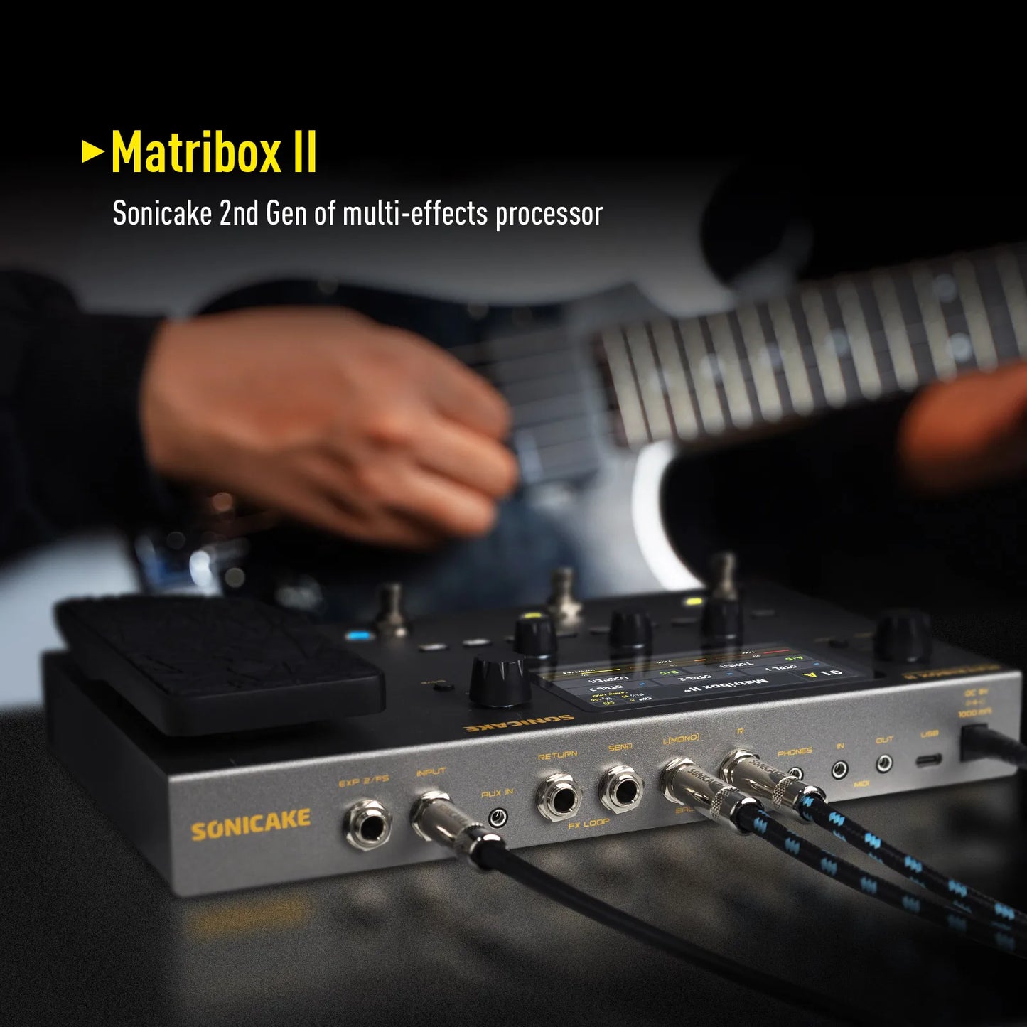 Processador Multi-Efeitos de Modelagem de Amplificador para Guitarra e Baixo SONICAKE Matribox II Brasil -  Pedal de Expressão, Loop de Efeitos, MIDI, Estéreo e USB - Multiefeitos