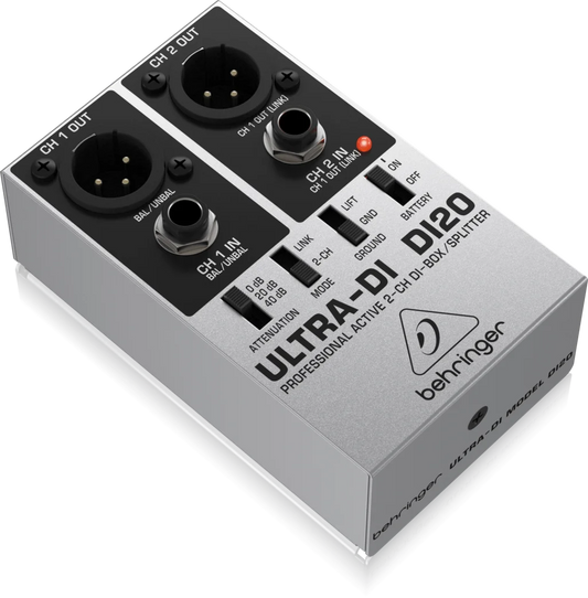 Direct Box Direta/Splitter Multiuso Behringer Ultra-DI DI20 - Função de Correspondência de Impedância e Sinal - Acessórios Auxiliares
