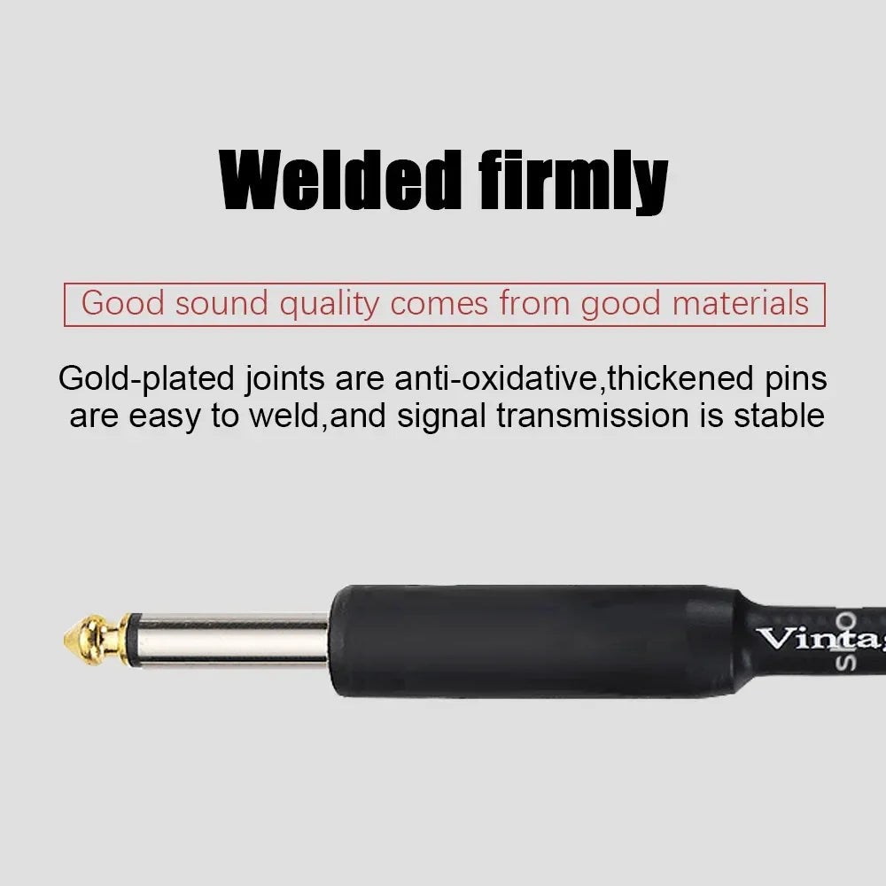 Cabo de Efeito para Guitarra Elétrica 1/4" com Ângulo reto - Pacote com 3 ou 6 Cabos Blindados de Áudio de Baixo Ruído - Acessórios auxiliares