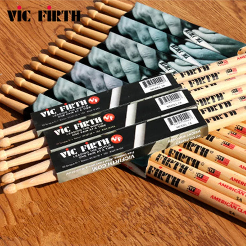Par de Baquetas Profissionais Originais 5A, 5B e 7A em Hickory Americano Vic Firth - Acessórios percussão
