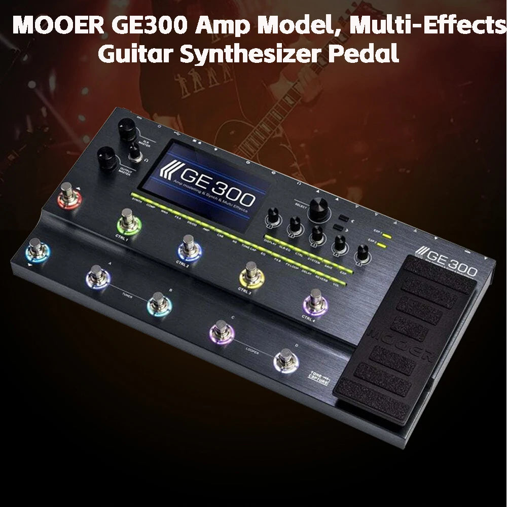 Pedal de Modelagem de Amp e Multi-Efeitos para Guitarra MOOER GE300 Lite - Processador de Efeitos para Gravação - Multiefeitos