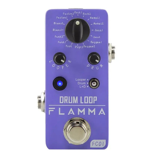 Pedal de Efeitos para guitarra FLAMMA FC01 Drum Looper - Looper de Bateria com 20 Minutos de Gravação, 16 Ritmos de Bateria e Tap Tempo - Pedais