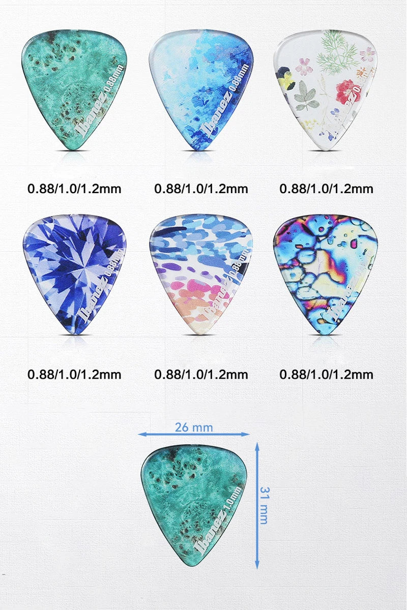 Palhetas de Guitarra Ibanez Série Kaleidoscope - Plectros Transparentes 1.0/1.2 mm - Acessórios Cordas