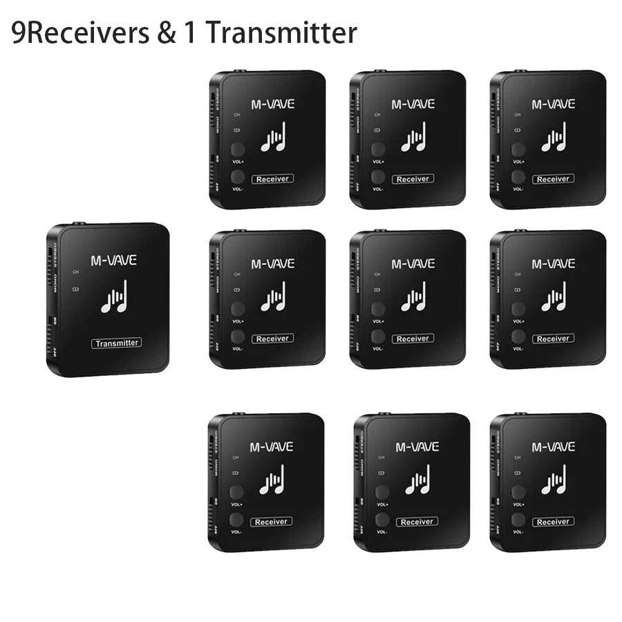 Sistema de Transmissão sem Fio 2.4G para Monitor de Fone de Ouvido Estéreo/Mono M-VAVE M8 WP-10 - Transmissor e Receptor para instrumentos musicais - Periféricos Acessórios