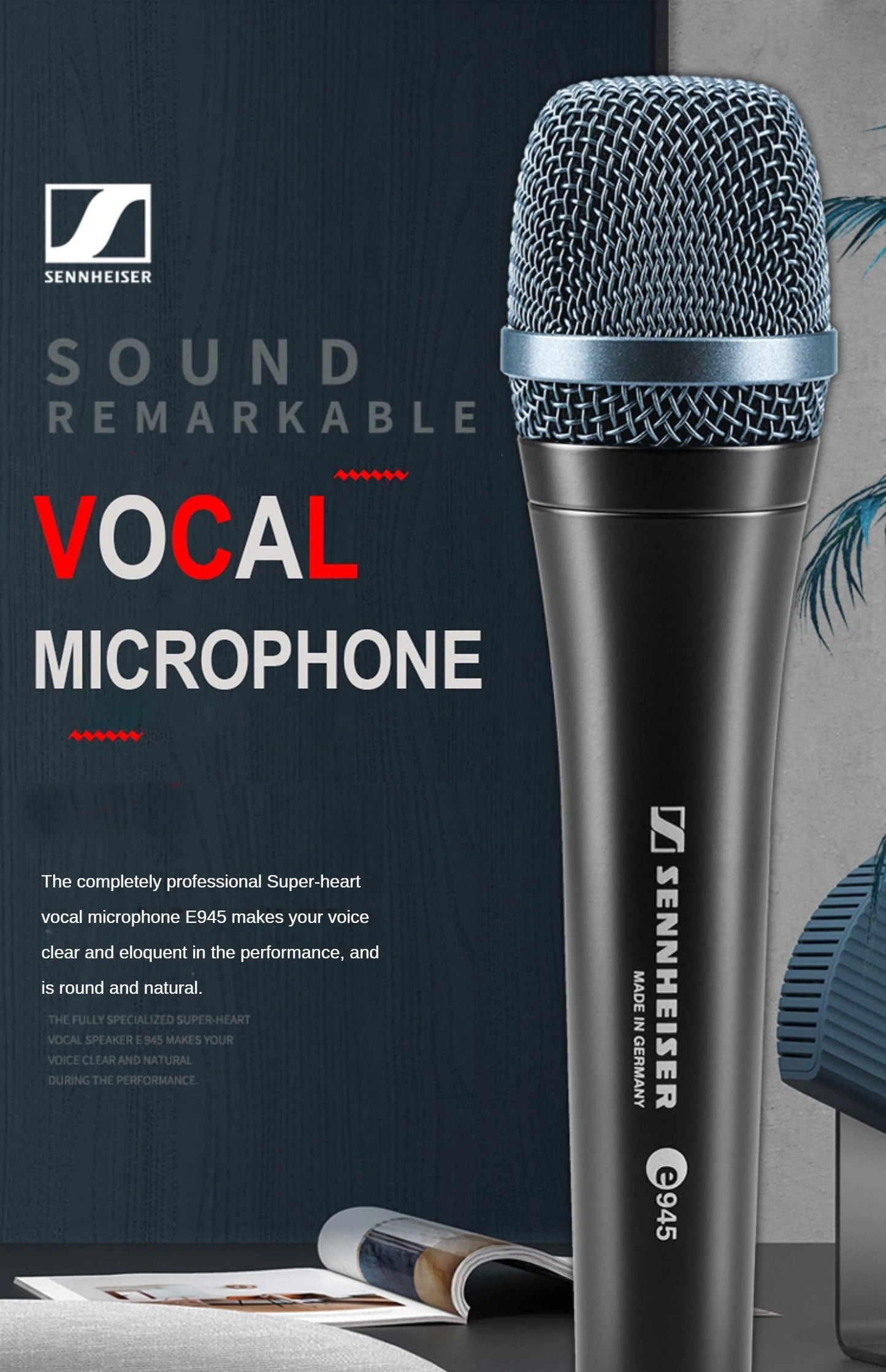 Microfone Profissional Sennheiser e945 - Dinâmico Supercardioide - Microfones