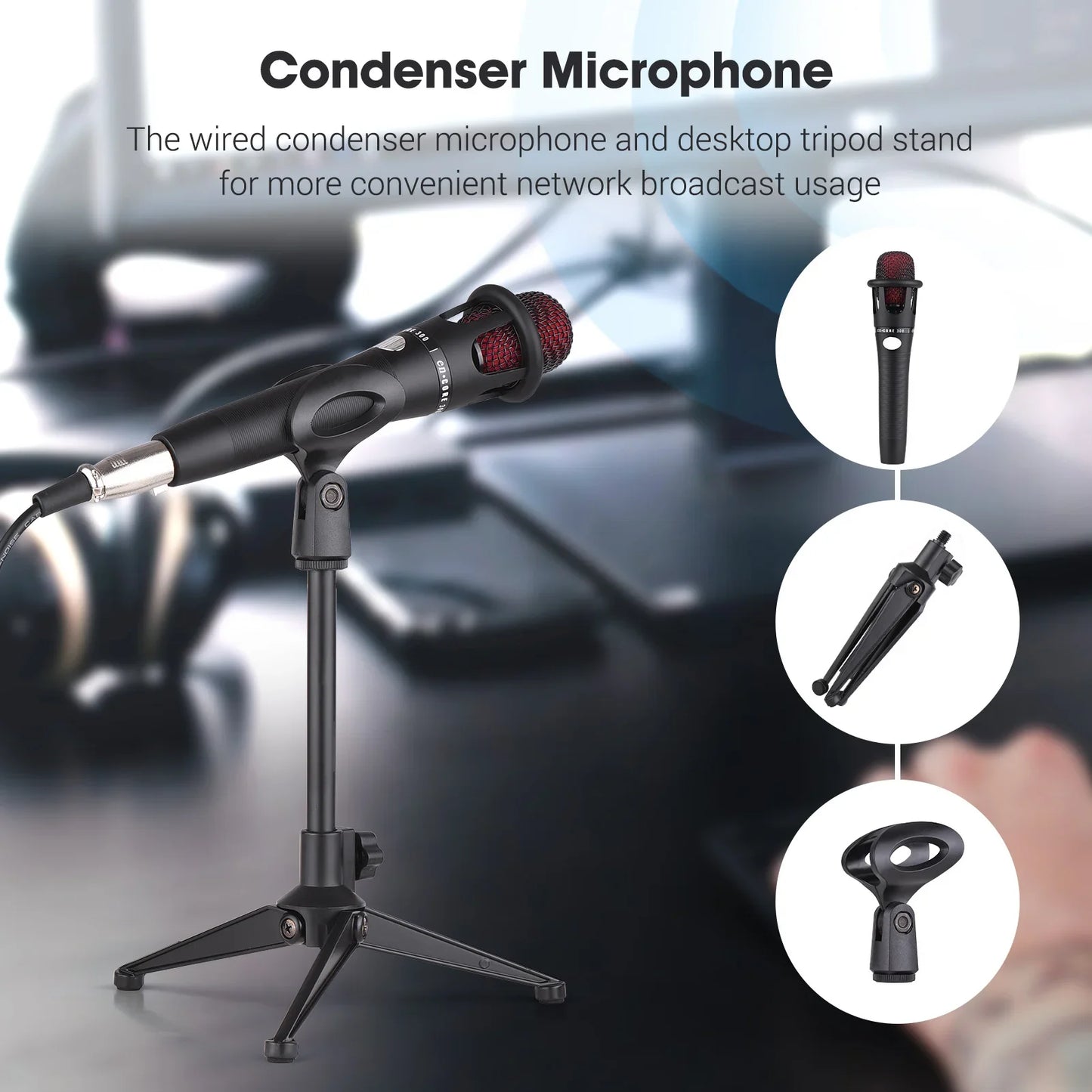 Kit de Mixer de Áudio com Cartão de Som Portátil SK500 - Alterador de Voz, Suporte para Microfone para Transmissão ao Vivo e Streaming Online - Mixers