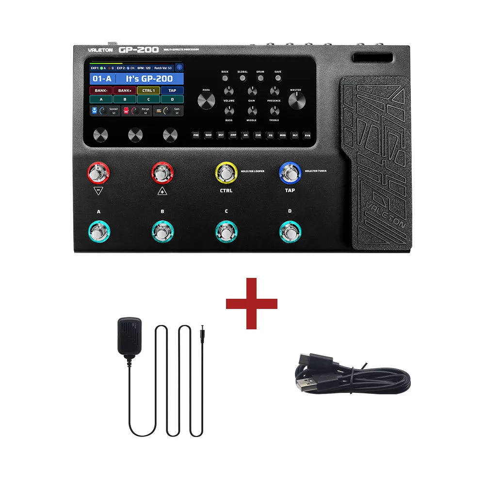 Modelador de Amplificador para Guitarra e Baixo Valeton GP-200 - Simulação IR, Multi-Efeitos, Loop de Efeitos, MIDI I/O e Pedal de Expressão - Pedais Multiefeitos