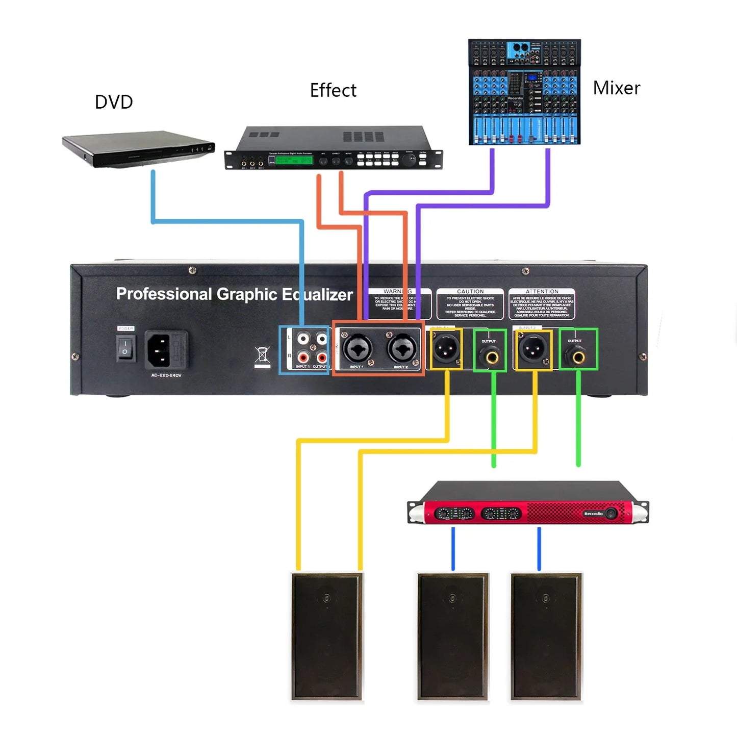 Equalizador Digital EQ31S de 31 Bandas - Conferências, Performances, Bar e Escola, Tuner de Graves, Redução de Ruído - Periféricos