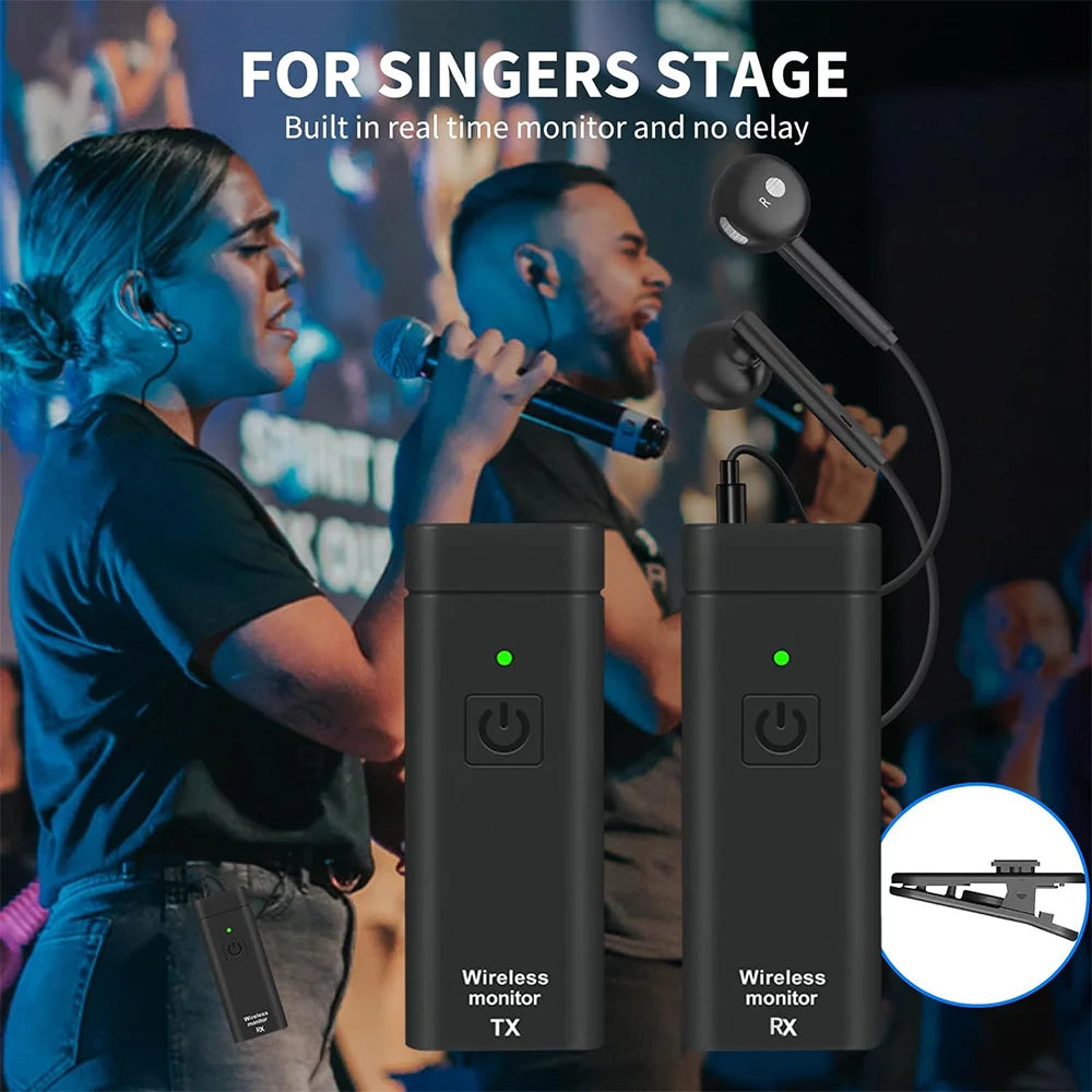 Sistema de Monitor In-Ear Sem Fio UHF Profissional Lavalier - Cartão de Som Digital para Palco e Transmissão, Transmissor e Receptor - Periféricos Acessórios