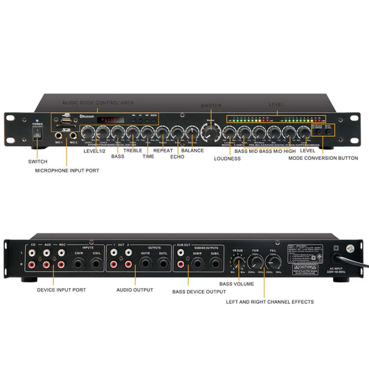 Processador Digital Multi-Efeito Profissional XGES-160 - Reverberação com 99 Efeitos, Processador de Áudio DSP, Multi-Efeito e Equalizador - Periféricos