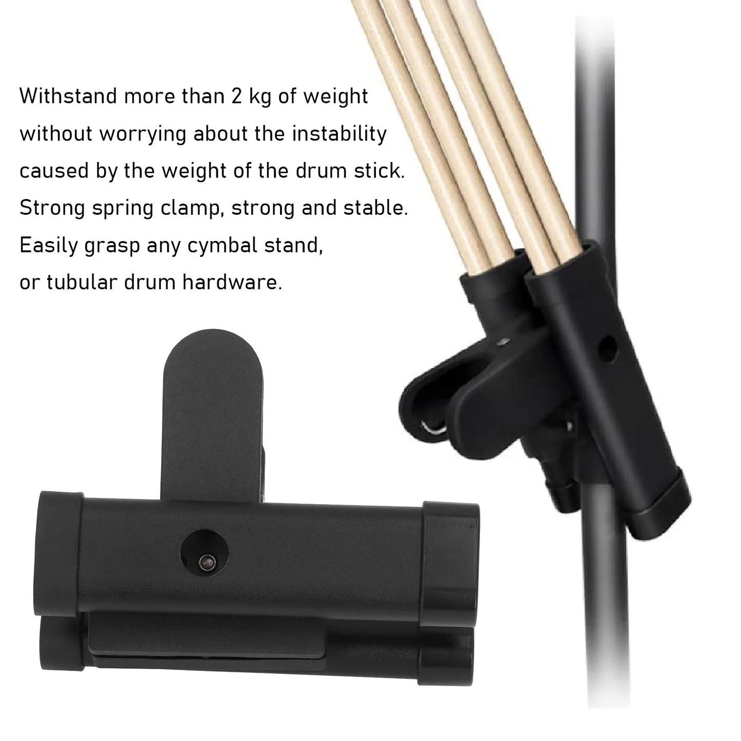 Suporte com Clipe Ajustável para 2 pares de Baquetas - Acessórios percussão
