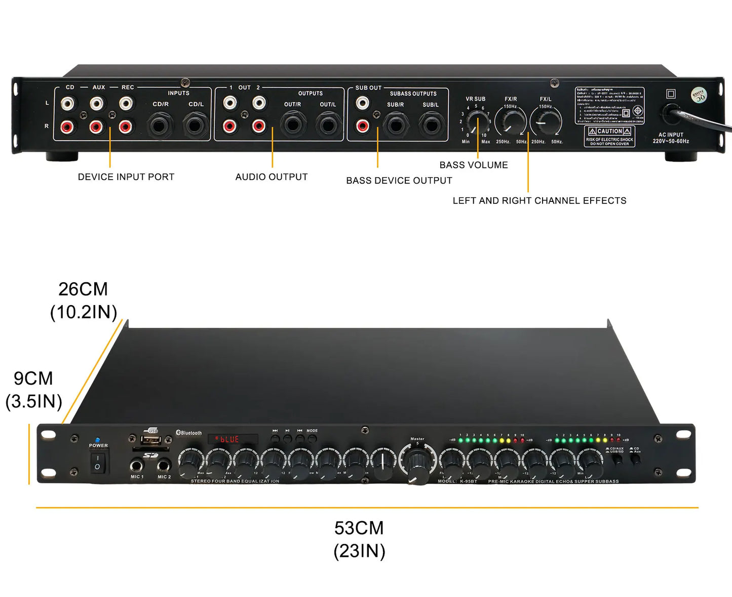 Processador Digital Multi-Efeito Profissional XGES-160 - Reverberação com 99 Efeitos, Processador de Áudio DSP, Multi-Efeito e Equalizador - Periféricos