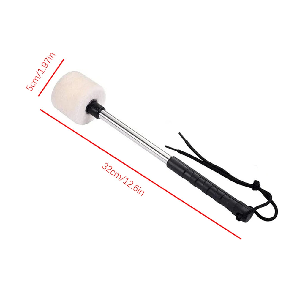 Par de Baquetas de Feltro de Lã para Bateria com Cabo de Aço Inoxidável - Acessórios Percussão