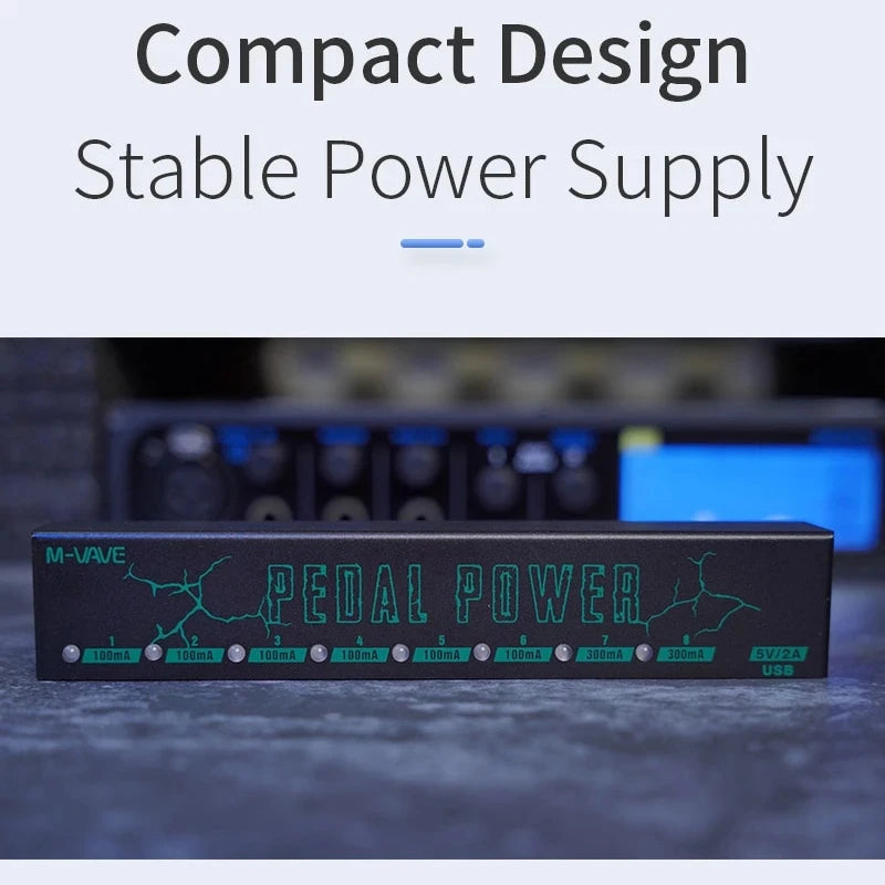 Fonte de Alimentação para Pedal de Efeito de Guitarra M-Vave - 8 Saídas DC Isoladas / Saída USB 5V para Proteção 9V - Acessórios equipamentos