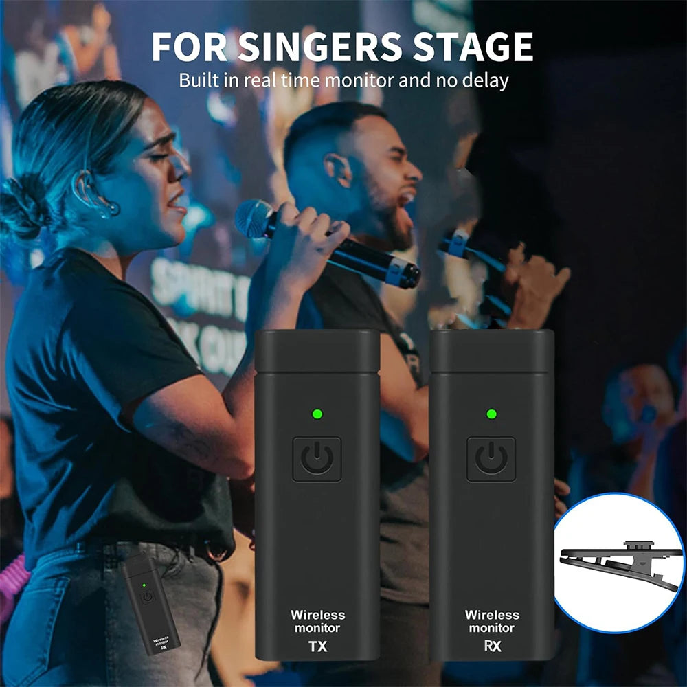 Sistema de Monitor In-Ear Sem Fio UHF Profissional Lavalier - Cartão de Som Digital para Palco e Transmissão, Transmissor e Receptor - Periféricos Acessórios