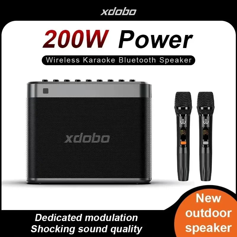 Caixa de Som Bluetooth 200W - Potente, Sem Fio, com Subwoofer, TWS, para Karaokê, Transmissão ao Vivo e Portátil para Exterior - Áudio e Gravação