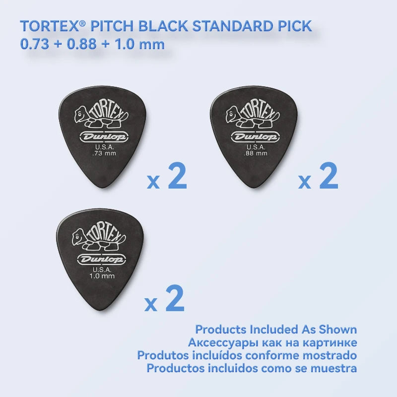 Palhetas Dunlop 488R Tortex Pitch Black Standard 0.50/0.60/0.73/0.88/1.0/1.14 mm - Acessórios cordas