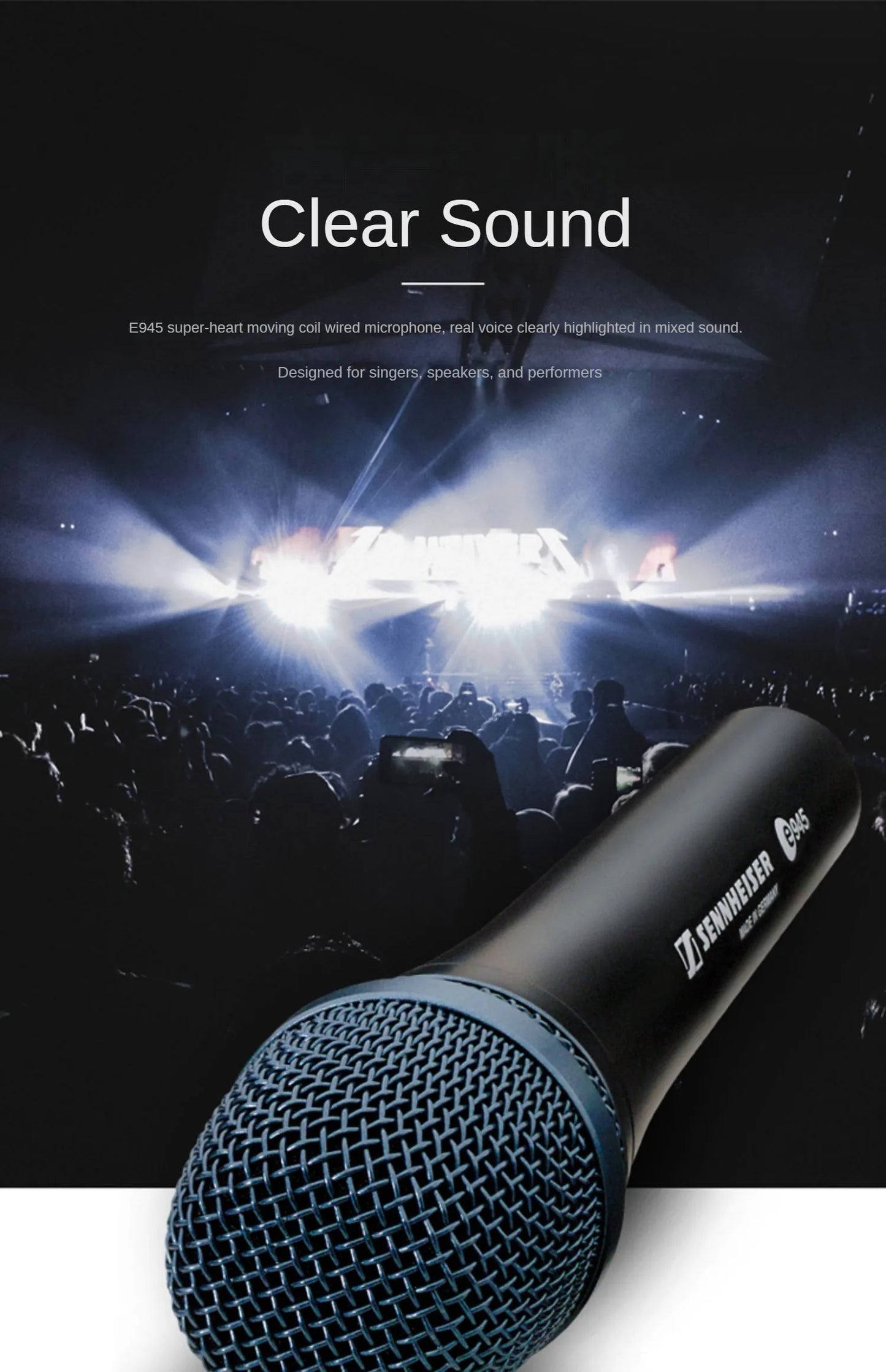 Microfone Profissional Sennheiser e945 - Dinâmico Supercardioide - Microfones