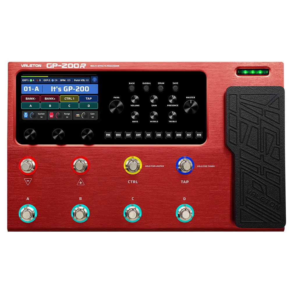 Modelador de Amplificador para Guitarra e Baixo Valeton GP-200 - Simulação IR, Multi-Efeitos, Loop de Efeitos, MIDI I/O e Pedal de Expressão - Pedais Multiefeitos