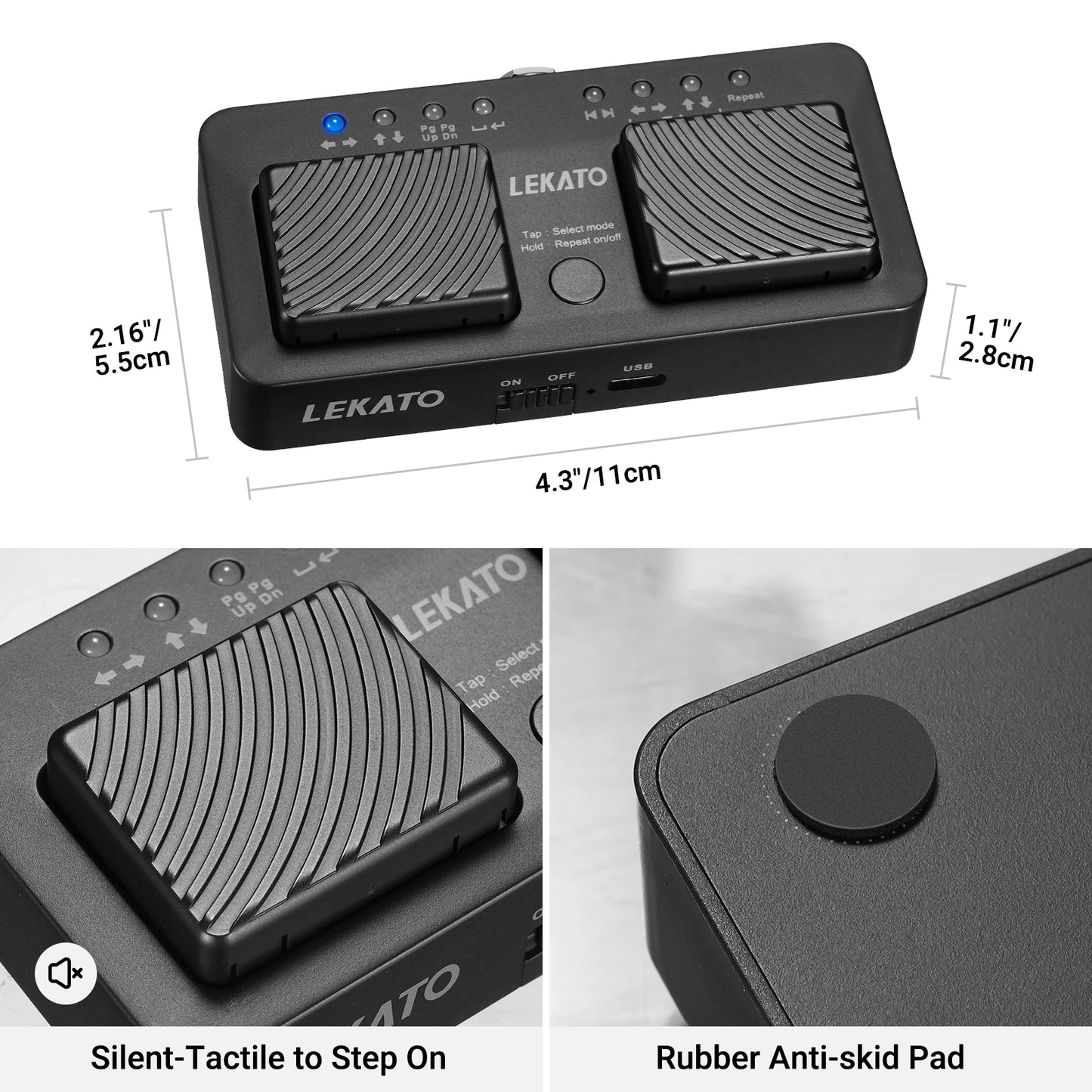 Controle Pedal Sem Fio Bluetooth para Virar Páginas em app LEKATO - Periféricos