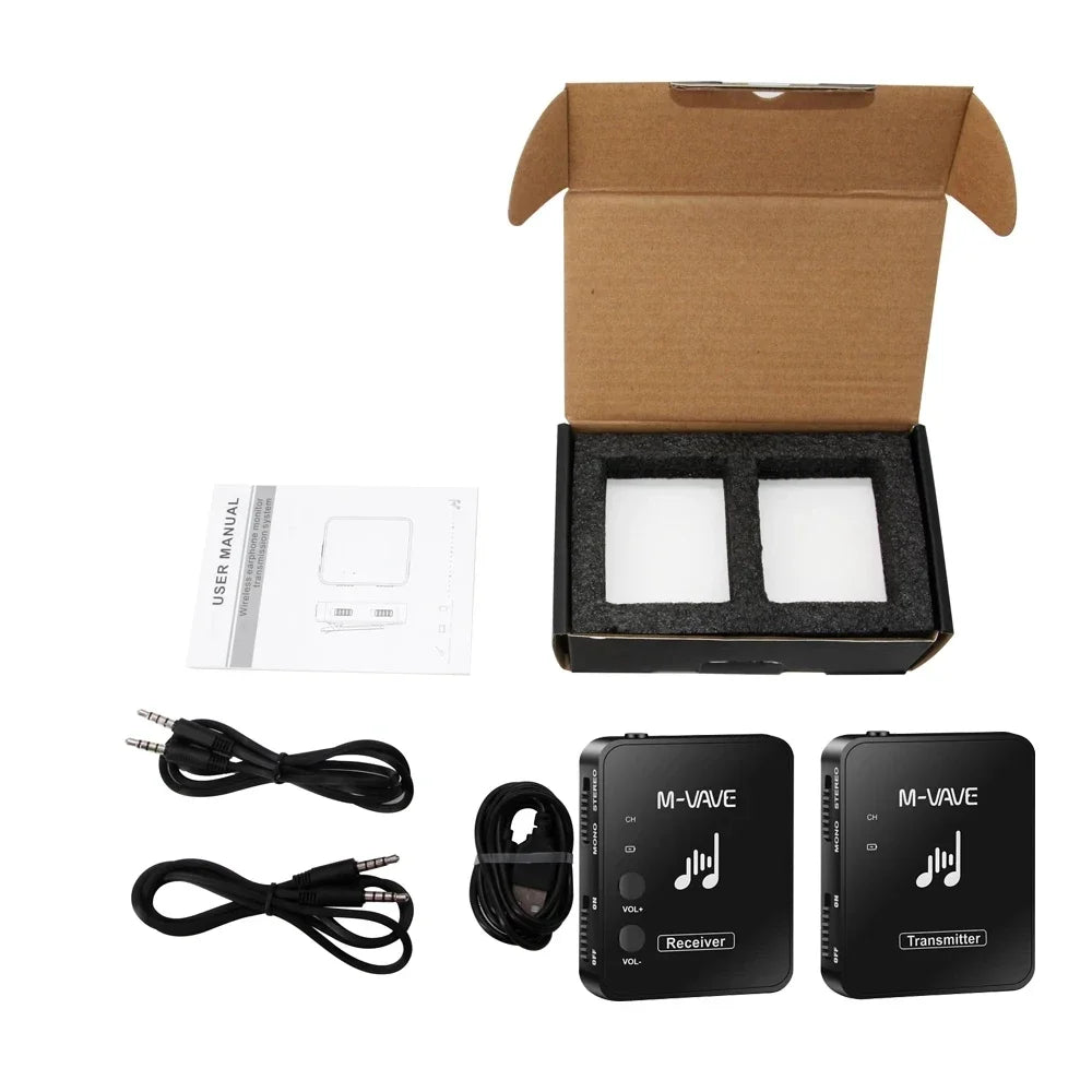 Sistema de Transmissão sem Fio 2.4G para Monitor de Fone de Ouvido Estéreo/Mono M-VAVE M8 WP-10 - Transmissor e Receptor para instrumentos musicais - Periféricos Acessórios
