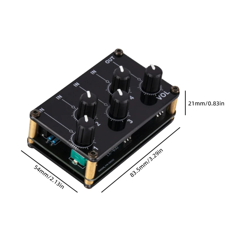 Mixer 4 Canais de Áudio Analógico Passivo Portátil - Console de Mixagem de Som Estéreo de Alta Qualidade - Mixers