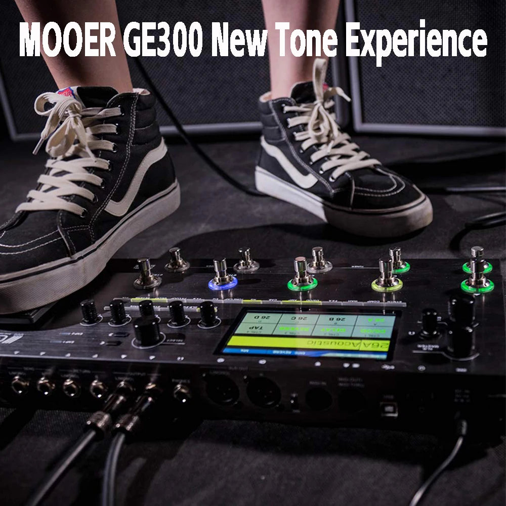 Pedal de Modelagem de Amp e Multi-Efeitos para Guitarra MOOER GE300 Lite - Processador de Efeitos para Gravação - Multiefeitos