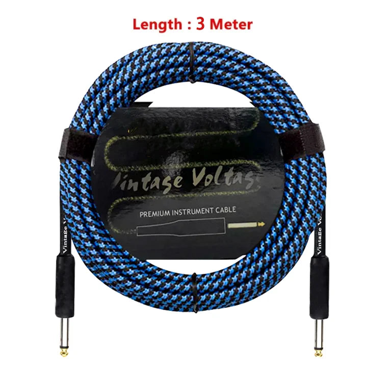 Cabo de Efeito para Guitarra Elétrica 1/4" com Ângulo reto - Pacote com 3 ou 6 Cabos Blindados de Áudio de Baixo Ruído - Acessórios auxiliares