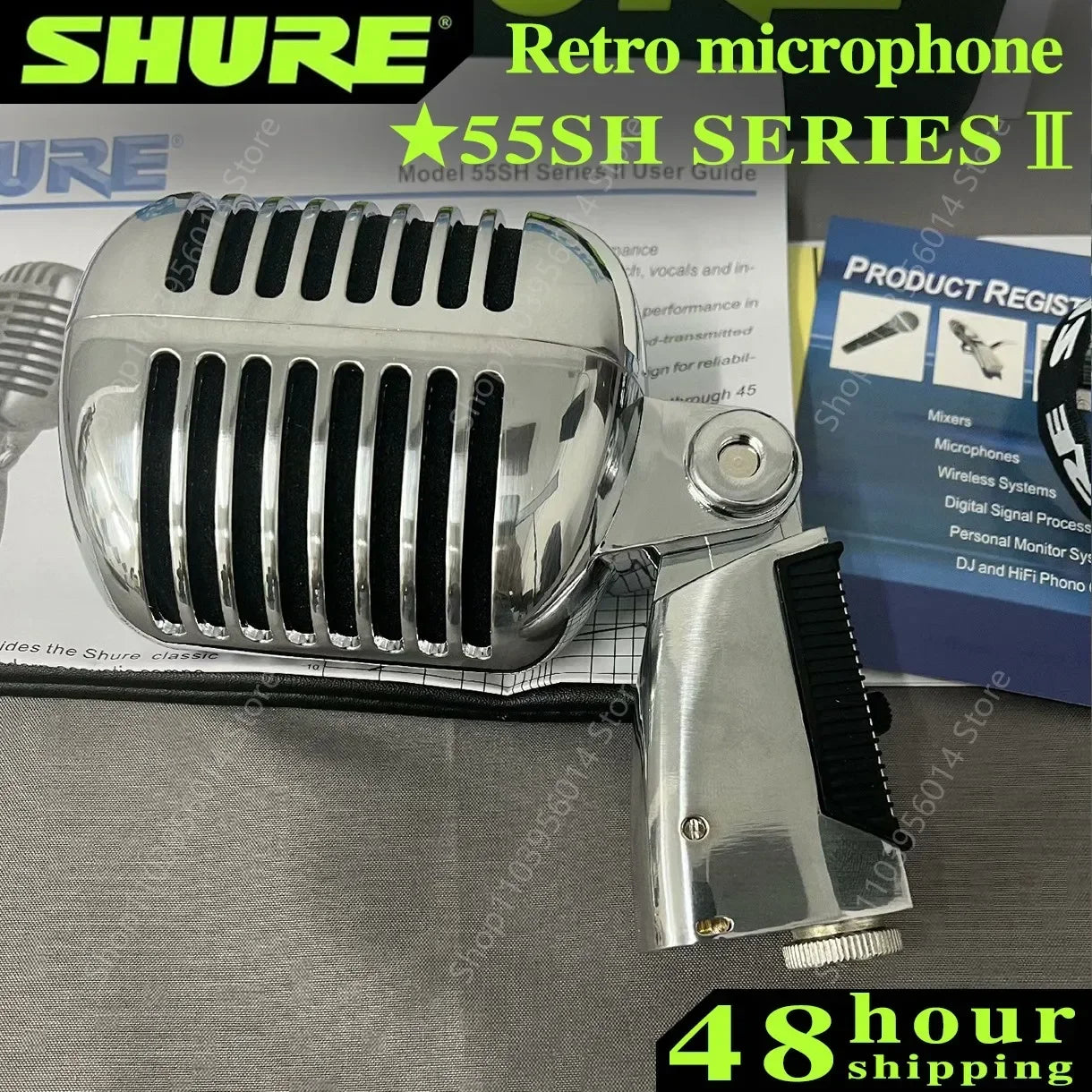 Microfone Dinâmico Retro Shure 55SH SERIES II - Palco, Performance ao Vivo, Apresentador, KTV e Gravação com Suporte de Microfone - Microfones