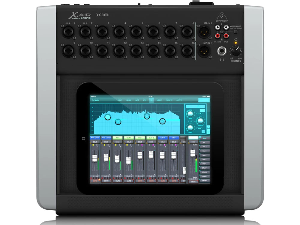 Mixer Digital de 18 Canais Behringer X Air X18 - Controlado por Tablet para iPad/Android com 16 Preamps Midas Programáveis por Ganho - Mixers