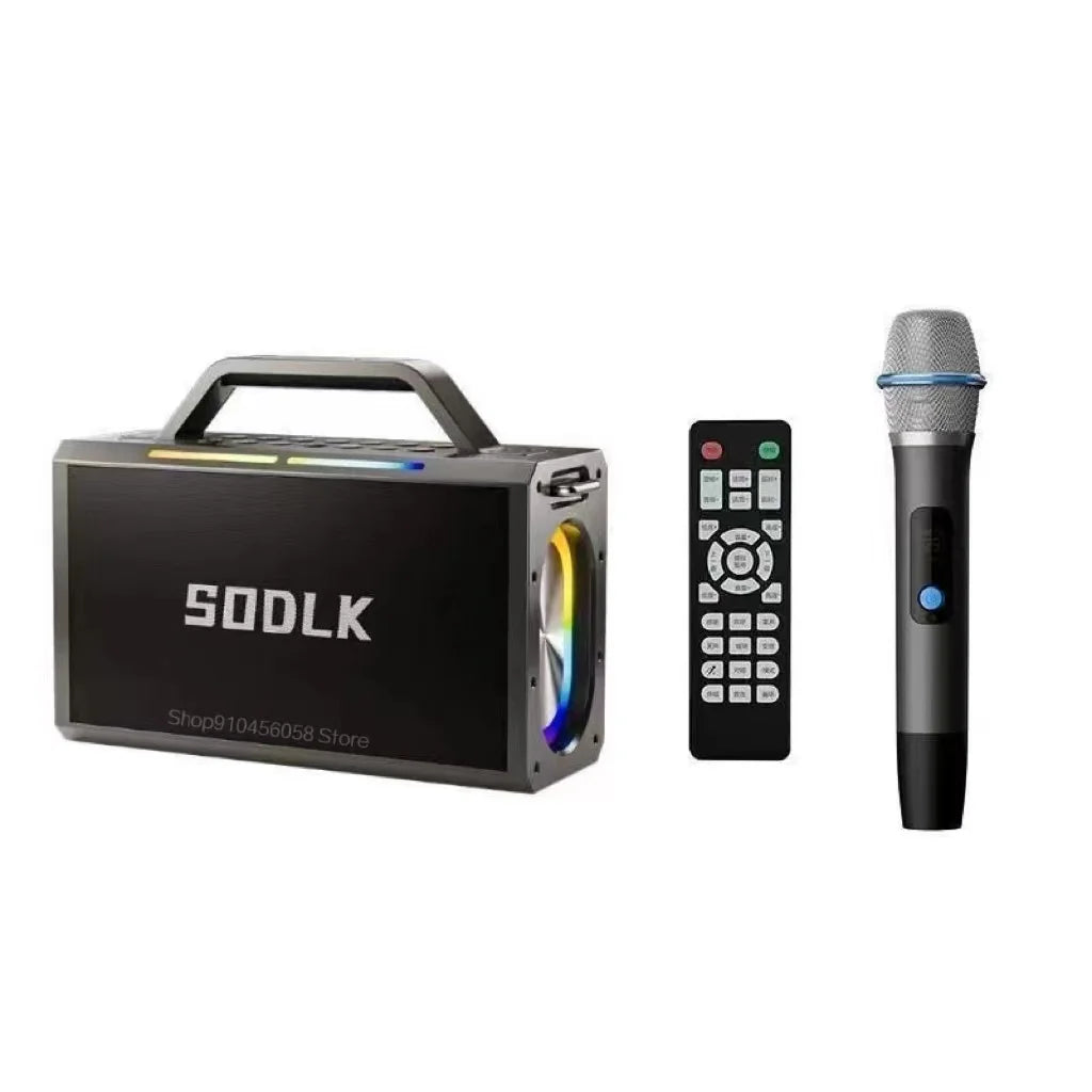 Caixa de Som Bluetooth 200W Sodlk - Potente, Karaoke, Surround Estéreo, Graves, Portátil para Festas e Sistema de Som com Microfone - Áudio e Gravação
